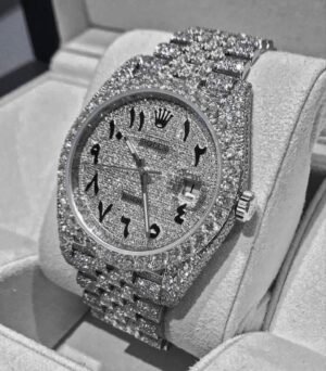 Bussdown all white Arabic numerals Rolex watch