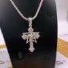 Diamond star--cross pendant with tennis chain necklace