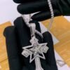 Diamond star--cross pendant with tennis chain necklace