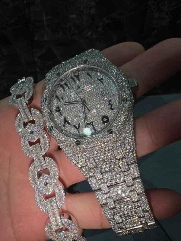 Bust Down White Gold AP Watch & Infinity Bracelet Set