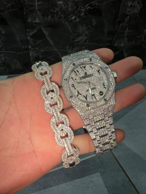 Bust Down White Gold AP Watch & Infinity Bracelet Set