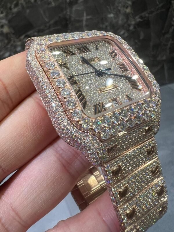 Bust Down Rose Gold Cartier Roman Numeral Watch