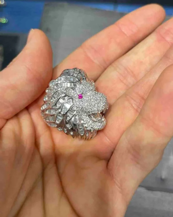 BUY 14k VS1 ICED OUT LION RING FOR SALE ONLINE