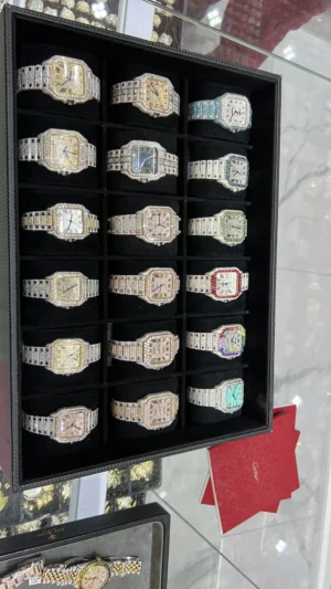 Buy ICED OUT CARTIER RAINBOW WATCH | BRAND NEW | 18 cts for sale