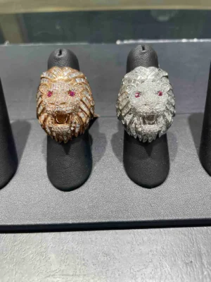 BUY 14k VS1 ICED OUT LION RING FOR SALE ONLINE