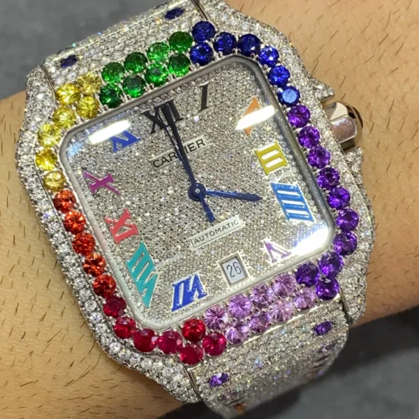 Buy ICED OUT CARTIER RAINBOW WATCH | BRAND NEW | 18 cts for sale
