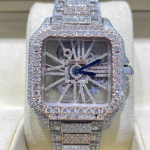 Buy Iced Out Skeleton Cartier Watch | VVS Diamonds | Luxury Bust Down Timepiece for sale