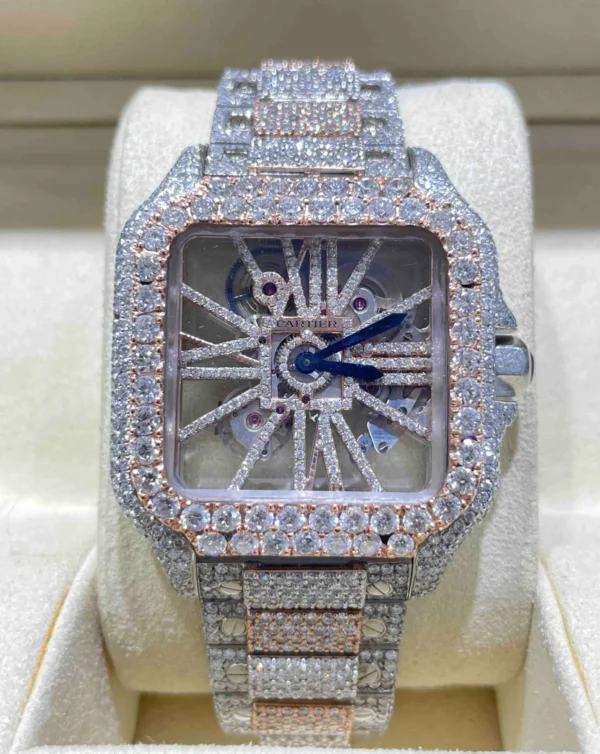 Buy Iced Out Skeleton Cartier Watch | VVS Diamonds | Luxury Bust Down Timepiece for sale