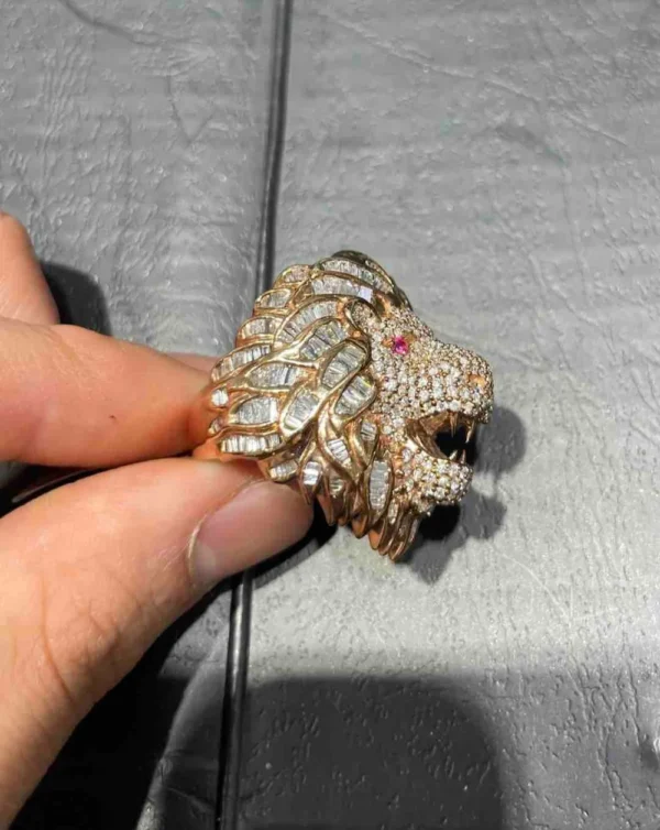BUY 14k VS1 ICED OUT LION RING FOR SALE ONLINE