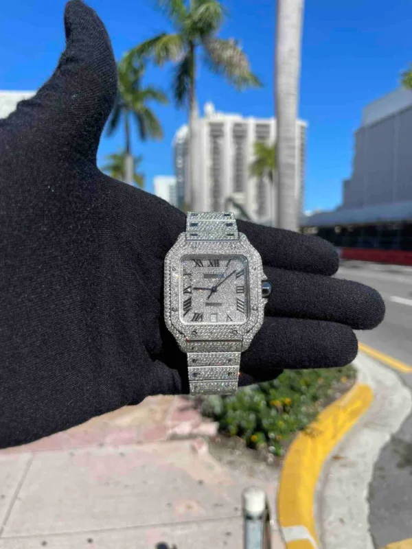 Buy 41mm Iced Out Cartier Watch Santos xl Vs1 Iced Bust Down for sale online