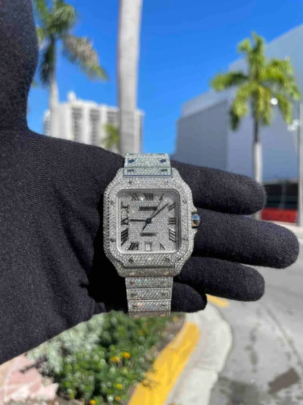 Buy 41mm Iced Out Cartier Watch Santos xl Vs1 Iced Bust Down for sale online