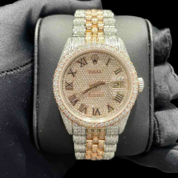 Buy Bust Down Rolex Iced Out 36mm Rose Gold with Roman Dial | 15 cts VS1 Diamonds - Luxury Watches for Sale
