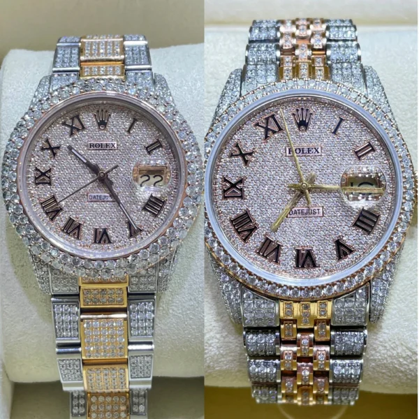 Buy Bust Down Rolex Iced Out 36mm Rose Gold with Roman Dial | 15 cts VS1 Diamonds - Luxury Watches for Sale