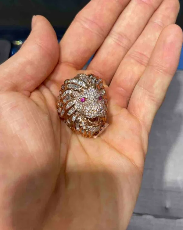 BUY 14k VS1 ICED OUT LION RING FOR SALE ONLINE