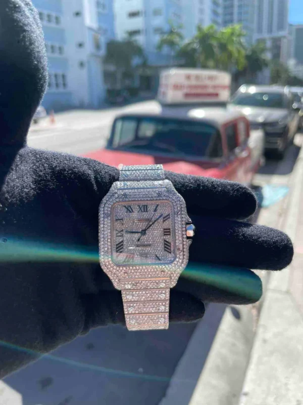 Buy 41mm Iced Out Cartier Watch Santos xl Vs1 Iced Bust Down for sale online