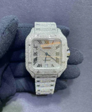 Buy 41mm Iced Out Cartier Watch Santos xl Vs1 Iced Bust Down for sale online